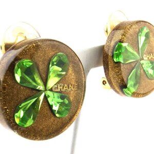 CHANEL Earring Gold green Women Authentic secondhand